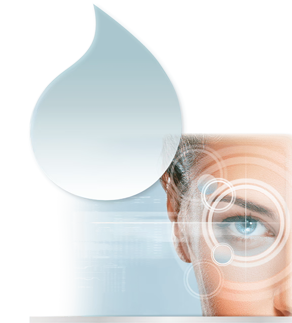 Femme utilisant des gouttes oculaires