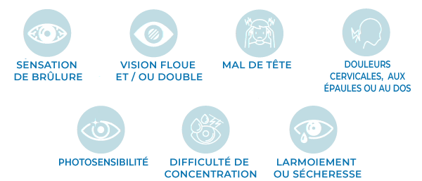 Groupe d'icônes pour la fatigue oculaire