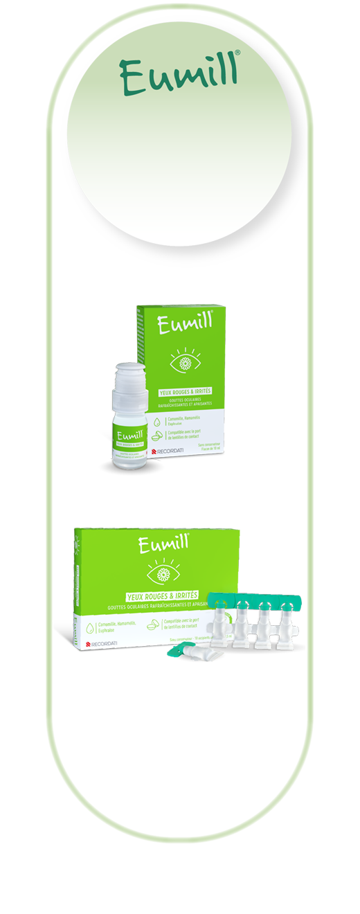 Flacon d'Eumill Gouttes Oculaires ouvert